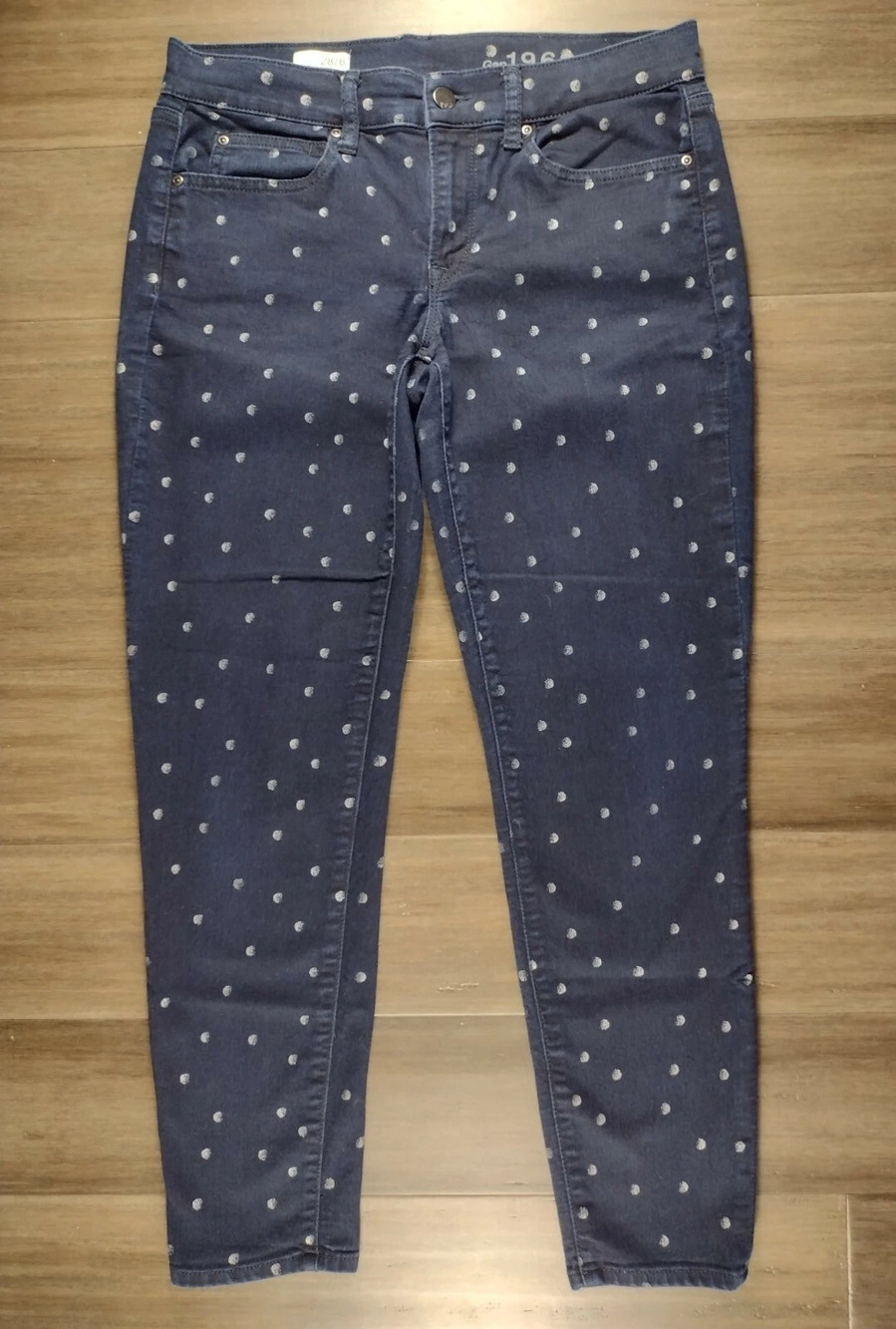 GAP 1969 Women's Navy Print Legging Jean Cotton Blend Denim Ankle Jeans-Sz 28/6